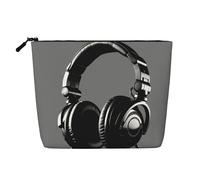 Trousse de toilette en forme de chat d'art moderne du milieu du siècle pour femme, trousse de maquillage de voyage portable, organiseur quotidien avec fermeture éclair, Casque, Taille unique