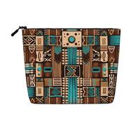 Trousse de toilette en forme de chat d'art moderne du milieu du siècle pour femme, trousse de maquillage de voyage portable, organiseur quotidien avec fermeture éclair, Art populaire mexicain Boho1,