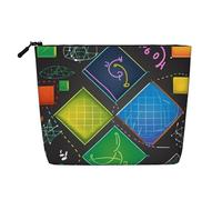 Trousse de toilette en forme de chat d'art moderne du milieu du siècle pour femme, trousse de maquillage de voyage portable, organiseur quotidien avec fermeture éclair, Quiz mathématiques, Taille