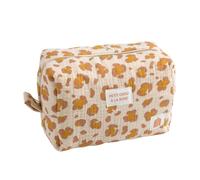 Trousse de toilette en gaze de coton imprimé léopard - leopard ecru/rose TU