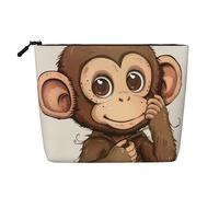 Trousse de toilette en lin avec impression artistique de singe pour femme et maman, Noir , Taille unique, Trousse de maquillage