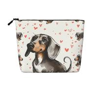 Trousse de toilette en lin avec imprimé « I Love My Dog Teckels » - Trousse de toilette de voyage personnalisée pour femme et maman, Noir , Taille unique, Trousse de maquillage