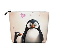 Trousse de toilette en lin avec imprimé « I Love Penguins » - Trousse de toilette personnalisée - Pour femme et maman, Noir , Taille unique, Trousse de maquillage