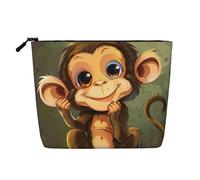 Trousse de toilette en lin avec imprimé singe mignon pour femme et maman, Noir , Taille unique, Trousse de maquillage