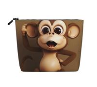 Trousse de toilette en lin avec imprimé singe mignon pour femme et maman, Noir , Taille unique, Trousse de maquillage