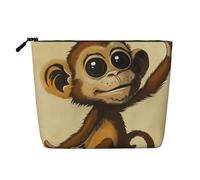 Trousse de toilette en lin avec imprimé singe mignon pour femme et maman, Noir , Taille unique, Trousse de maquillage