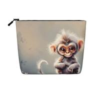 Trousse de toilette en lin avec imprimé singe mignon pour femme et maman, Noir , Taille unique, Trousse de maquillage