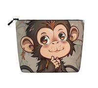 Trousse de toilette en lin avec imprimé singe pour femme et maman, Noir , Taille unique, Trousse de maquillage