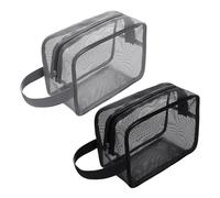 Trousse De Toilette en Maille 2 Pièces, Sac de Rangement pour Douche, Portable et de Grande Capacité, Adapté À La Salle De Sport, Aux Voyages, Au Camping