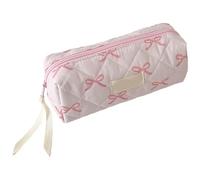 Trousse de toilette en polyester avec fermeture éclair et motif nœud 19, 6 x 8, 9 x 7, 1 cm pour femme idéale pour les voyages et le rangement de papeterie.