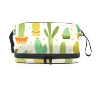 Trousse de toilette en pot avec compartiment à pinceaux - Motif cactus et figue de barbarie - Pour femme et fille, multicolore, 27x15x14 cm/10.6x5.9x5.5 in, Trousse de toilette