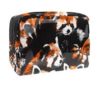 Trousse de toilette en PVC avec fermeture éclair Motif pandas rouges, multicolore, 18.5x7.5x13cm/7.3x3x5.1in, Trousse de toilette