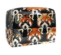 Trousse de toilette en PVC avec fermeture éclair Motif pandas rouges, multicolore, 18.5x7.5x13cm/7.3x3x5.1in, Trousse de toilette