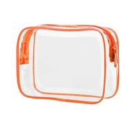 Trousse de toilette en PVC avec fermeture éclair - Organisateur de cosmétiques - Sac à main portable pour femme et fille - Blanc, Orange, Fidèle à la description, comme description