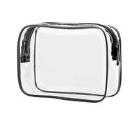 Trousse de toilette en PVC avec fermeture éclair - Organisateur de cosmétiques - Sac à main portable pour femme et fille, Noir , Fidèle à la description, comme description