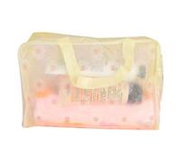 Trousse de toilette en PVC imperméable à motif floral pour salle de bain, trousse de toilette, sac de rangement pour maquillage, pochette à fleurs, organiseur jaune, jaune, Fidèle à la description,