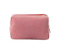 Trousse de toilette en seersucker pour femme - Jolie trousse de toilette de voyage - Cadeau pour femmes, filles et mères, rouge, S - 16x9x9cm