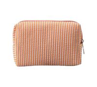 Trousse de toilette en seersucker pour femme - Jolie trousse de toilette de voyage - Cadeau pour femmes, filles et mères, Orange, S - 16x9x9cm
