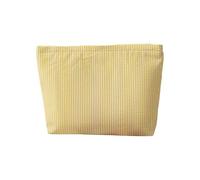 Trousse de toilette en seersucker pour femme - Jolie trousse de toilette de voyage - Cadeau pour femmes, filles et mères, jaune, L - 25x6x17cm