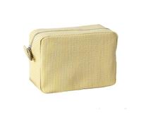 Trousse de toilette en seersucker pour femme - Jolie trousse de toilette de voyage - Cadeau pour femmes, filles et mères, jaune, M - 22x9x15cm