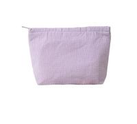 Trousse de toilette en seersucker pour femme - Jolie trousse de toilette de voyage - Cadeau pour femmes, filles et mères, lilas, L - 25x6x17cm