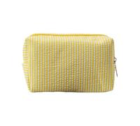 Trousse de toilette en seersucker pour femme - Jolie trousse de toilette de voyage - Cadeau pour femmes, filles et mères, jaune, S - 16x9x9cm