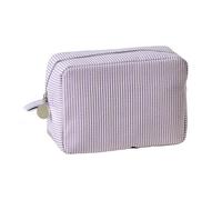 Trousse de toilette en seersucker pour femme - Jolie trousse de toilette de voyage - Cadeau pour femmes, filles et mères, lilas, M - 22x9x15cm