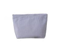 Trousse de toilette en seersucker pour femme - Jolie trousse de toilette de voyage - Cadeau pour femmes, filles et mères, bleu marine, L - 25x6x17cm