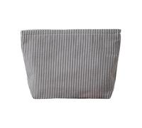 Trousse de toilette en seersucker pour femme - Jolie trousse de toilette de voyage - Cadeau pour femmes, filles et mères, Noir , L - 25x6x17cm