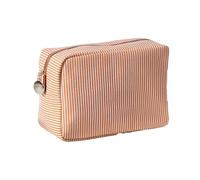Trousse de toilette en seersucker pour femme - Jolie trousse de toilette de voyage - Cadeau pour femmes, filles et mères, Orange, M - 22x9x15cm