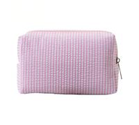 Trousse de toilette en seersucker pour femme - Jolie trousse de toilette de voyage - Cadeau pour femmes, filles et mères, Rose, S - 16x9x9cm