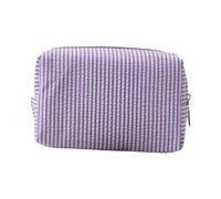 Trousse de toilette en seersucker pour femme - Jolie trousse de toilette de voyage - Cadeau pour femmes, filles et mères, lilas, S - 16x9x9cm
