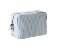 Trousse de toilette en seersucker pour femme - Jolie trousse de toilette de voyage - Cadeau pour femmes, filles et mères, Bleu océan., M - 22x9x15cm