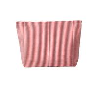 Trousse de toilette en seersucker pour femme - Jolie trousse de toilette de voyage - Cadeau pour femmes, filles et mères, rouge, L - 25x6x17cm