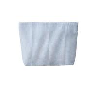 Trousse de toilette en seersucker pour femme - Jolie trousse de toilette de voyage - Cadeau pour femmes, filles et mères, bleu clair, L - 25x6x17cm