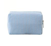 Trousse de toilette en seersucker pour femme - Jolie trousse de toilette de voyage - Cadeau pour femmes, filles et mères, Bleu océan., S - 16x9x9cm