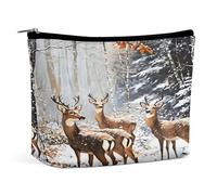 Trousse de Toilette en Similicuir Motif cerf dans Une clairière, Portable et zippée, idéale pour Les Voyages et Les Mamans. Cadeau Parfait pour Les Filles, Les Femmes et Les Mamans.