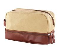 Trousse de toilette en toile à 2 compartiments, coloris beige / brun [XCase]