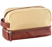 Trousse de toilette en toile à 2 compartiments, coloris beige / brun [XCase]