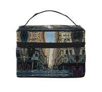 Trousse de toilette en toile pour femme - Grande capacité - Avec poignée - Pour Noël, Noir , Taille unique
