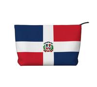 Trousse de toilette en velours côtelé de grande capacité avec motif République dominicaine, sac de rangement tendance et imperméable pour articles de toilette, Noir , Taille unique