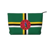 Trousse de toilette en velours côtelé imprimé drapeau du Commonwealth de Dominique - Trousse de toilette portable à fermeture éclair pour femme