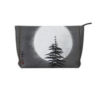 Trousse de toilette en velours côtelé imprimé Moon Pine Tree - Sac de rangement portable à fermeture éclair pour femme