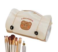 Trousse de toilette enroulable 4 en 1 - Trousse de toilette pliable - Compartiments amovibles - Sac de voyage suspendu pour cosmétiques, maquillage et accessoires - Pratique et compact pour femme, À