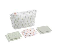 Trousse de toilette et carrés éponge en coton Vert tilleul