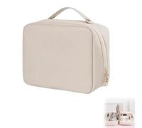 Trousse de Toilette et cosmétiques, Trousse de Toilette Multi-Compartiments, Sac de Rangement Portable en Cuir PU (Blanc)