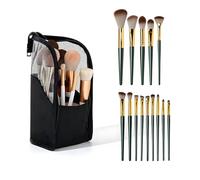 Trousse de toilette et pinceaux de maquillage de voyage, pochette étanche avec séparateur, organiseur sans poussière pour pinceaux et crayons, Noir , Temps moderne, bref, tendance