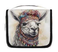 Trousse de toilette ethnique en alpaga mignon lama à suspendre - Trousse de toilette de voyage - Accessoires de maquillage - Étanche - Cadeau pour femmes et filles, multicolore, 9x4x18.5 in