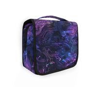 Trousse de toilette extensible avec fermeture éclair pour femme Effet néon Violet et bleu