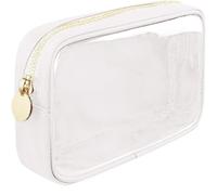 Trousse de Toilette Femme Voyage Transparente, Sac Cosmétique Transparent, Portable Voyage Trousse de Toilette, Imperméables Trousse de Voyage avec Glissière pour Vacances, Voyage,Blanc,Large